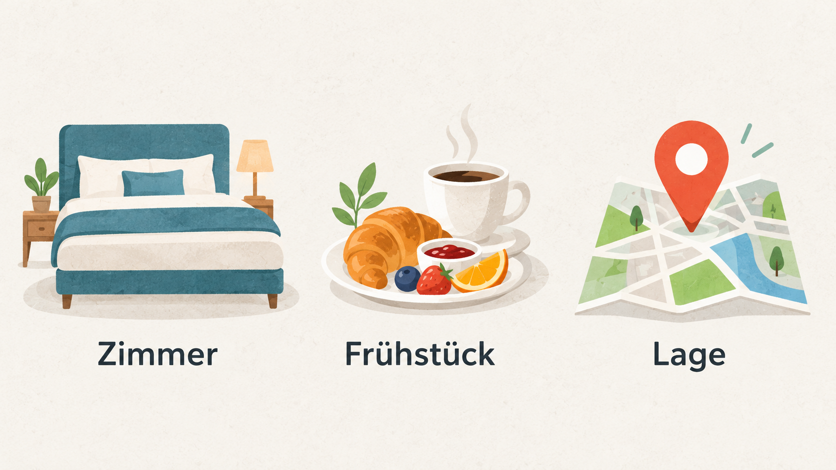 用一张五步编号清单呈现本节列出的五项比较问题房间与服务是否可订是否需要早餐或其他附加服务位置是否合适所选套餐的付款方式以及包含所需选项的最终价格